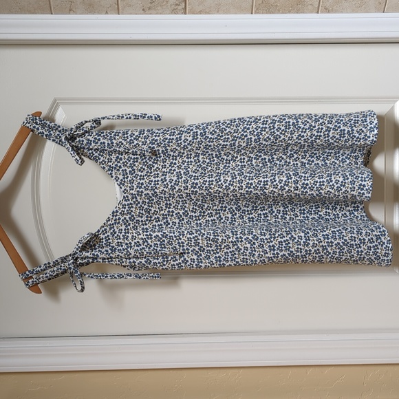 Zara Blue Floral Two Straps with Bow Ties Mini Dress Size Medium - Picture 3 of 10